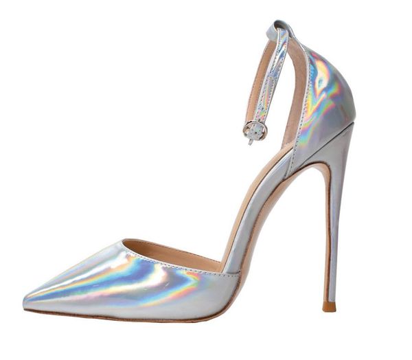 

fashion women pumps spring summer womens pumps 12cm high heels ankle strap patent leather wedding shoes red bottom heels, Black