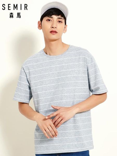

semir o образный вырез с коротким рукавом футболка мужчина хлопок stripe мода европейского размером tshirts casual для мужской футболки с ве, White;black