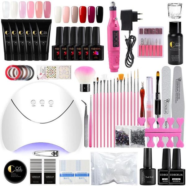 

coscelia uv lamp nail set for manicure kit color gel varnish set nail drill machine kit file tool extension