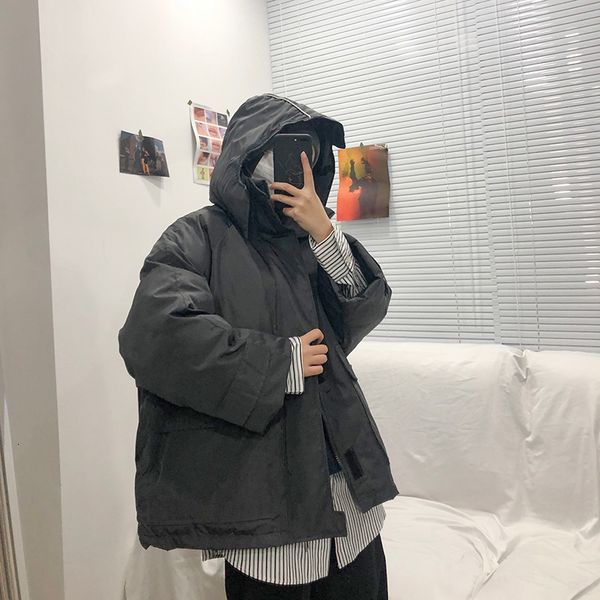 

2019 autumn and winter new european and american style retro lazy loose couple solid color hooded cotton clothes, Black