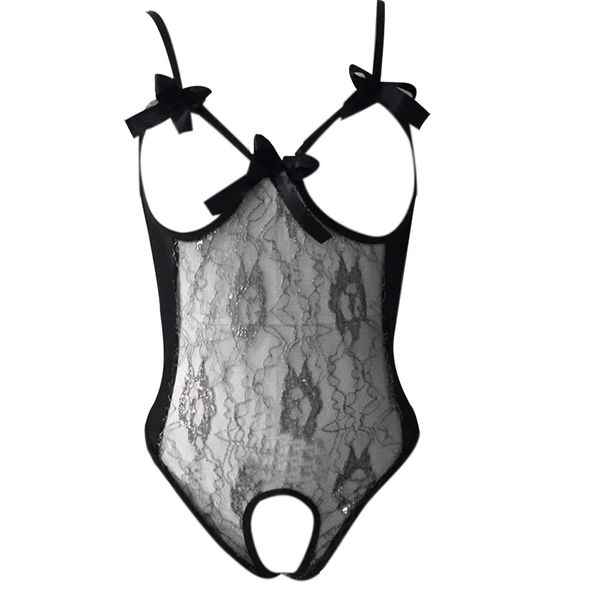 

plus size womens transparent open bra open crotch women lace lingerie transparent babydoll dress erotic costumes l58, Black;red