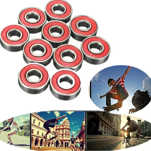 

10pcs 608 2rs inline roller skate wheel bearing blacken anti-rust 2.1 x 2.1 x 0.7cm skateboard wheel bearing red sealed abec-5 fnacw