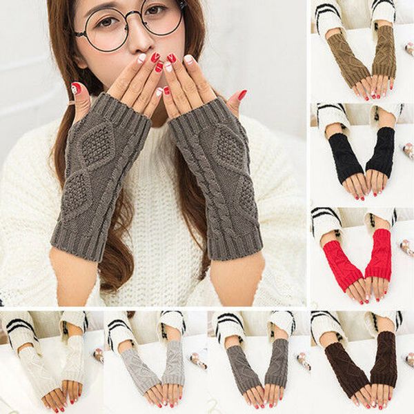 

New Fashion Ladies Solid Fingerless Knit Mitten Women Short Gloves Winter Arm Warmer Party Favors