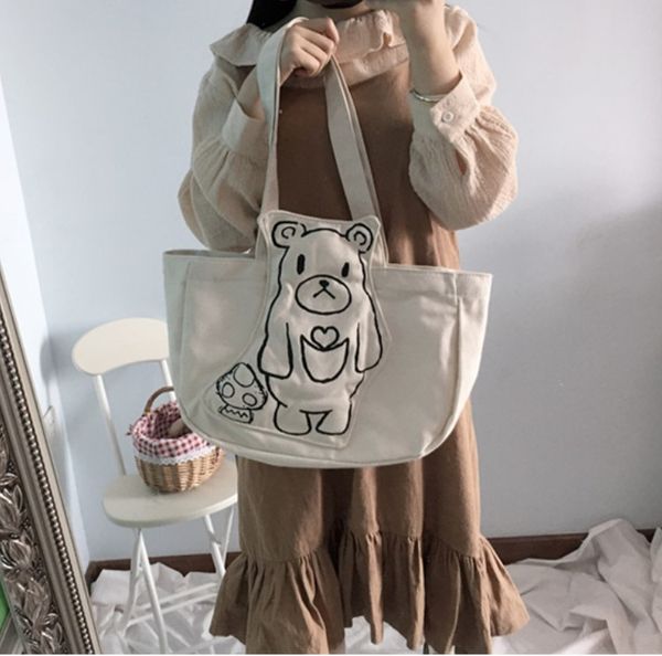 

новая мода лолита kawaii woomen сумки сумка японский сумка на плечо медведь и монстр бежевый / черный