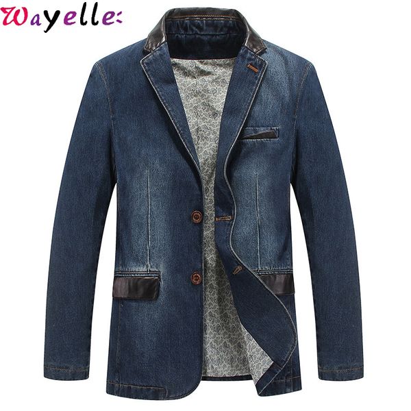 

men's blazer jacket suit 2018 autumn winter single breasted slim fit blazers men leisure suits men's denim jeans jacket, White;black