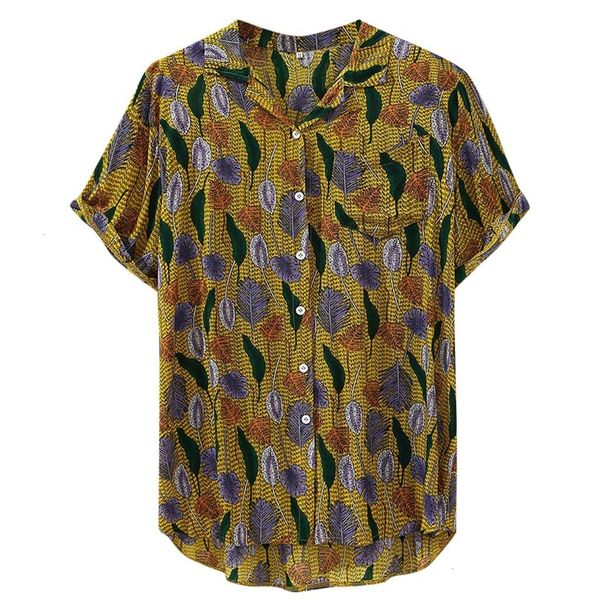 

men hawaiian shirt male casual printed beach mens printed hawaiian loose beachwear short sleeve casual buttons shirt -2xl, White;black