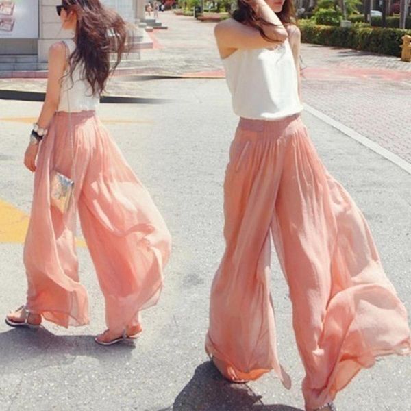 

missky new women wide leg pants bohemian high waist leisure trousers female long pants solid color spring summer, Black;white