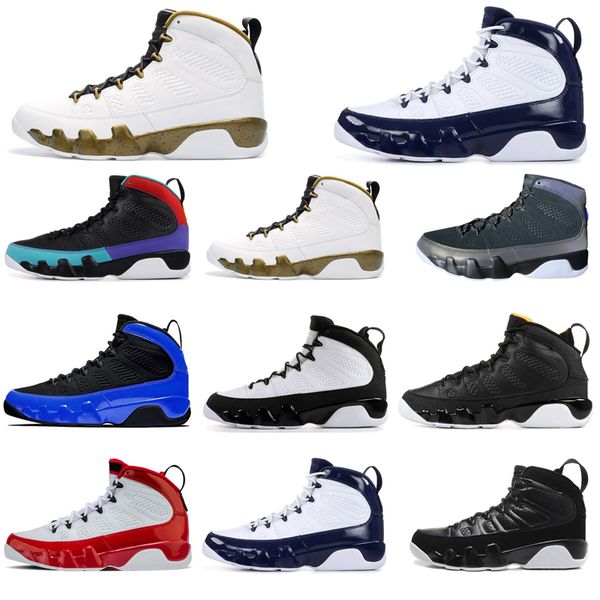 

jumpman 9 9s men basketball shoes racer blue gym red unc citurs statue black white mens trainers sports sneakers size 7-13