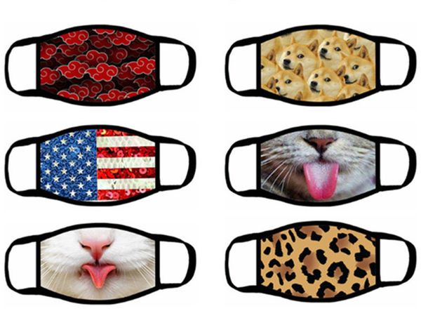 

wholesale household print protective masks leopard animal dog cat dustproof washable stretchy earloop recyclable breathable dhl fashion 0025