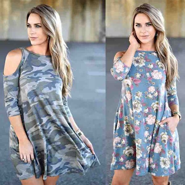 

2020 pack loose leisure time strapless long sleeve printing shivering dress