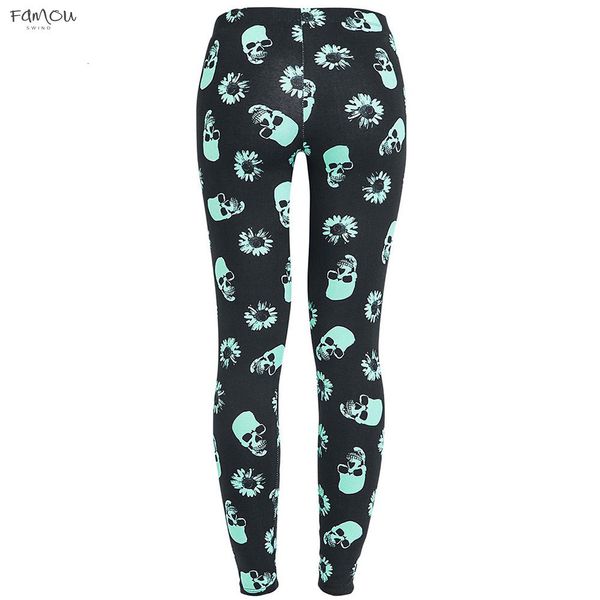 

Heads Women Skull Leggings Skeleton Flowers Printed Legging Fashion Sexy Skinny Pant Good Quality Drop Shipping