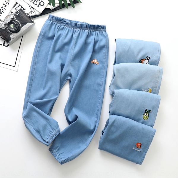 

clothin anti-mosquito children'sg 2020 clothing children's tencel denim thin stretch pants children's anti-mosquito pants, Blue