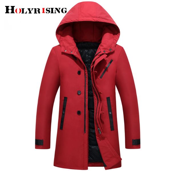 

holyrising 2019 new winter men's down jacket stylish male down coat thick warm man clothing hood warm coat 3 color 18976-5, Black