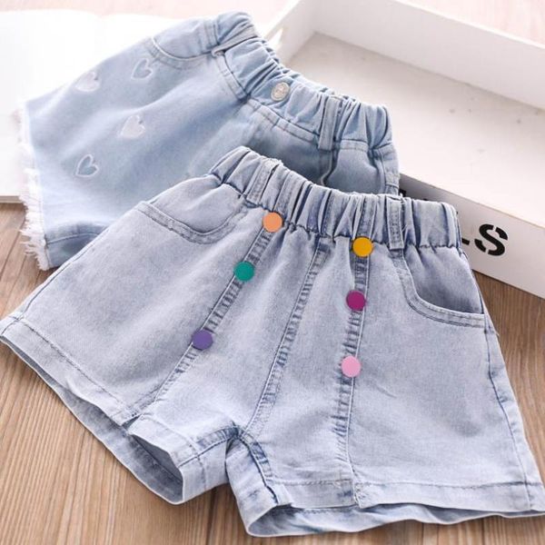 

shorts 3t-10t wholesale children's denim baby girls clothes button design casual pants kids jeans l228, Black