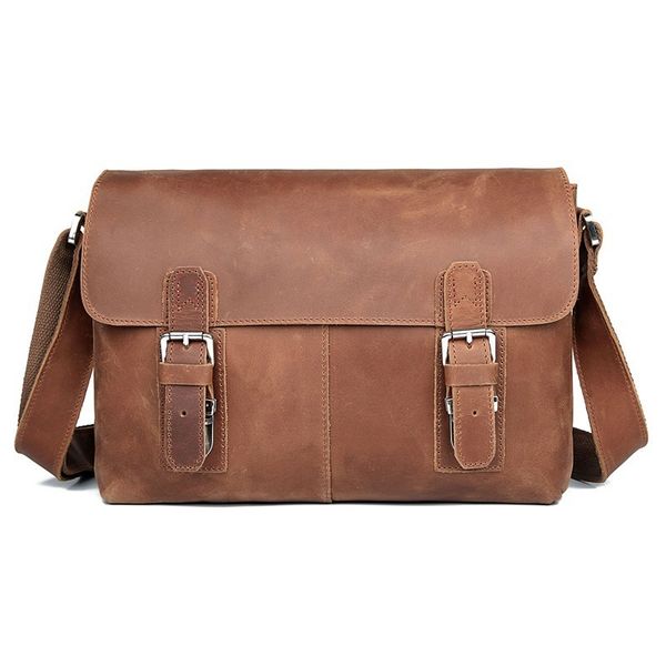 

vintage man crossbody bag genuine leather men briefcase business big handbag computer bag lapshoulder office trend