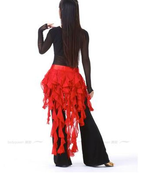 

1pcs/lot new belly dance costume tassel wrap belt chain chiffon hip tribal waistchain size candy solid, Black;red