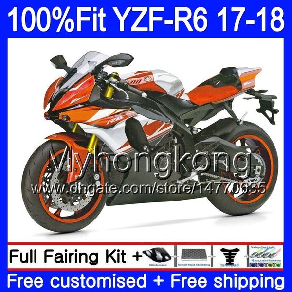 Комплект впрыска для Yamaha YZF600 и YZF R6 в и YZF 600 и YZF-R6 в 17 18 248HM.34 YZF R 6 YZF-600 YZFR6 2017 2018 обтекатель тела + 7gifts оранжевый белый горячий