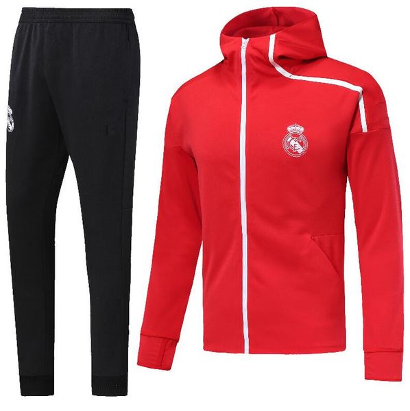 

real madrid tracksuit full zipper soccer jacket 2018/19 ronaldo hooded coat jackets 18/19 ramos bale tracksuits training wear, Black