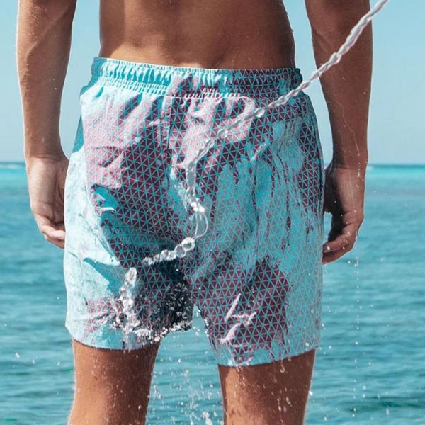 

2020 men swimming trunks swimsuit color-changing beach shorts summer men swimwear quick dry beach pants plus size color shorts, White;black