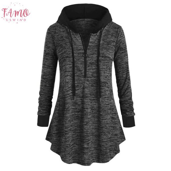 

solid women casual plus size space dyeing long sleeve hooded tunic shirt blouse fashion hoodie for woman winter 2020, White