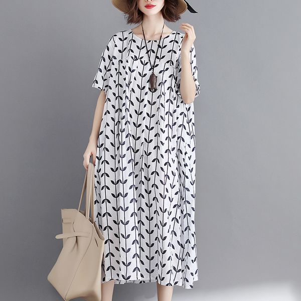 

2020 new arrive summer maternity dress woman leaf print large size dresses pregnant woman dress md-02344, White