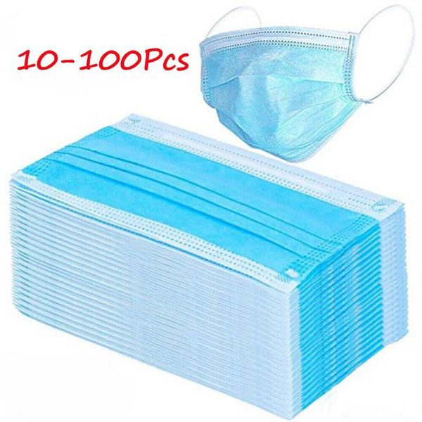 

Нетканые одноразовые маски для лица 3 слоя пылезащитная защита безопасность рабочие маски Мужчины Женщины тест домашняя чистка маски для лица MQ500