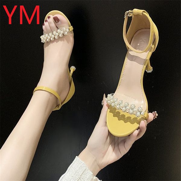 

кошка на высоких каблуках сандалии женщин лето 2020 новых женщин обувь мода rhinestone лодыжки ремень дикое слово пряжки ремня шпильках, Black