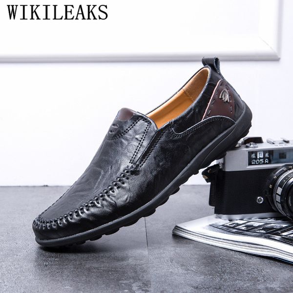 

mens shoes genuine leather loafers mens casual shoes dad chaussure homme cuir chaussure homme cuir ayakkabi, Black