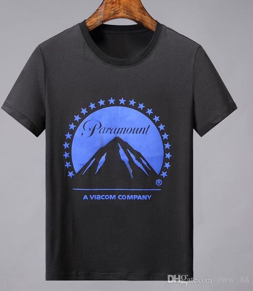 

19ss новое поступление мужская футболка paramount print с коротким рукавом футболки мужчины тонкий плюс размер v aiacom company m-3xl футбол, White;black