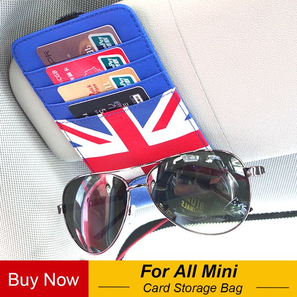 

car styling sun visor glasses card storage package holder case bag for mini cooper jcw one+ s f54 f55 f56 f60 r55 r56 r60 r61