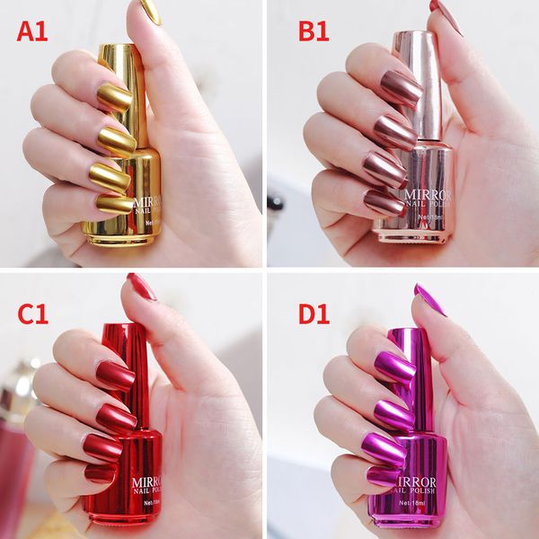 

18ml womens bright mirror nail polish effect multi-color paint nail art polish mirror polishes, Red;pink
