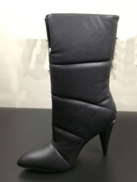 

spike heel snow boots inside suede warm comfortable winter boots slip on thicken pointed toe women shoes large size manufacturer, Black