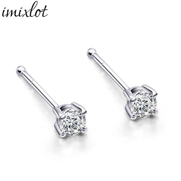 

imixlot 1 pair simple trendy rhinestone stainless steel cartilage stud ear helix tragus piercing body jewelry for women girls, Slivery;golden