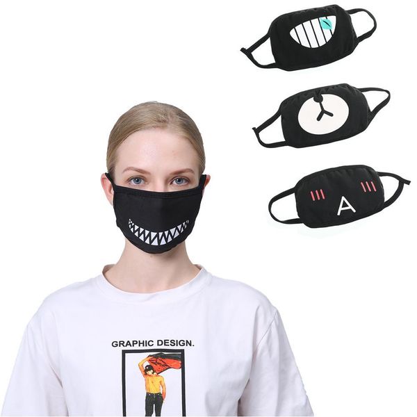 

face mask dust cotton mask bear teeth print funny emoji designer washable women men mouth mask party favor black, Blue