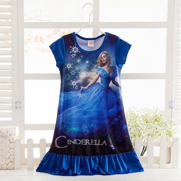 

2019 fashion cinderella pattern girls nightgowns pajamas kids party dresses sleepwear pajamas baby girls nightie dress pyjamas, Blue;red