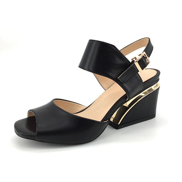 

new women dress shoes ankle strap office square high heel sandals for girls, Black