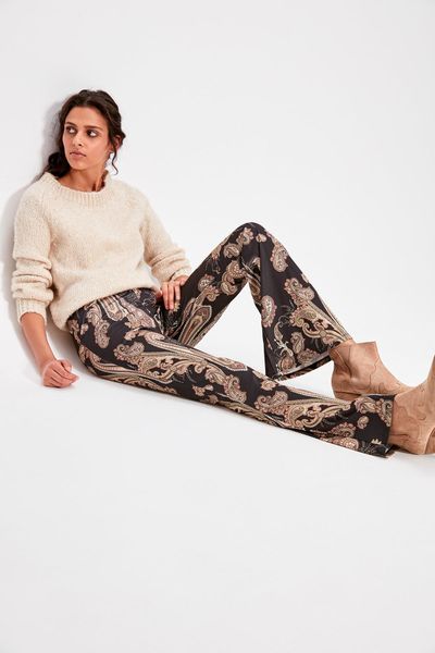 

trendyol black patterned knitting pants twoaw20pl0224, Black;white