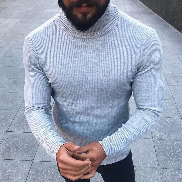 

new brand turtleneck sweater men 2019 autumn fashion long sleeve knitted pullover men sweater solid slim warm, White;black