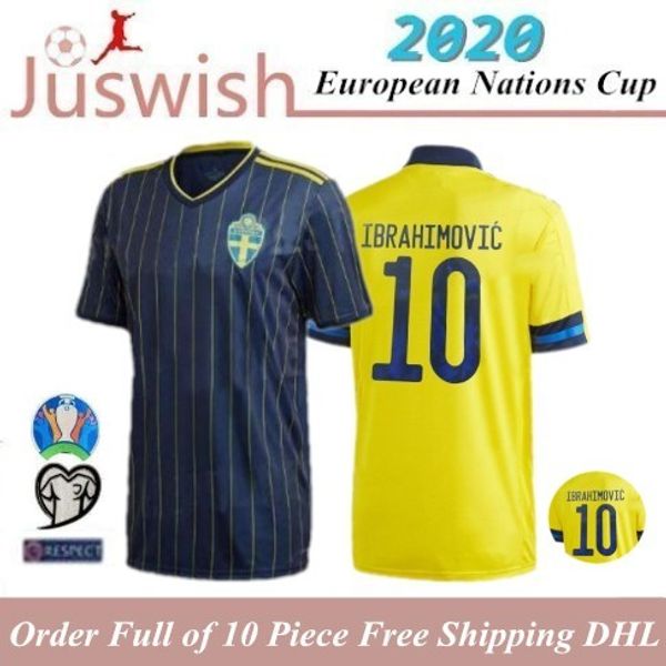 

2020 national team sweden soccer jersey home away 20 21 sverige forsberg lindelof berg ibrahimovic team football uniforms shirts men, Black;yellow