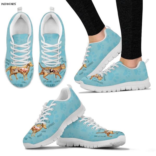 

instantarts 2019 new spring running shoes cute 3d cartoon veterinarian print woman lace up sneakers outdoor mesh sports shoes