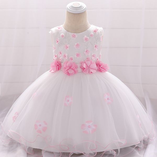 

toddler kids children tulle tutu dress sweet girl wedding birthday party clothes princess o neck flower girls dresses, White;blue