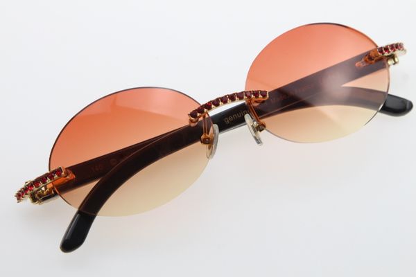 

wholesale smaller big stones sunglasses white inside black buffalo horn 3524012 rimless sunglasses round designer red diamond glasses, White;black