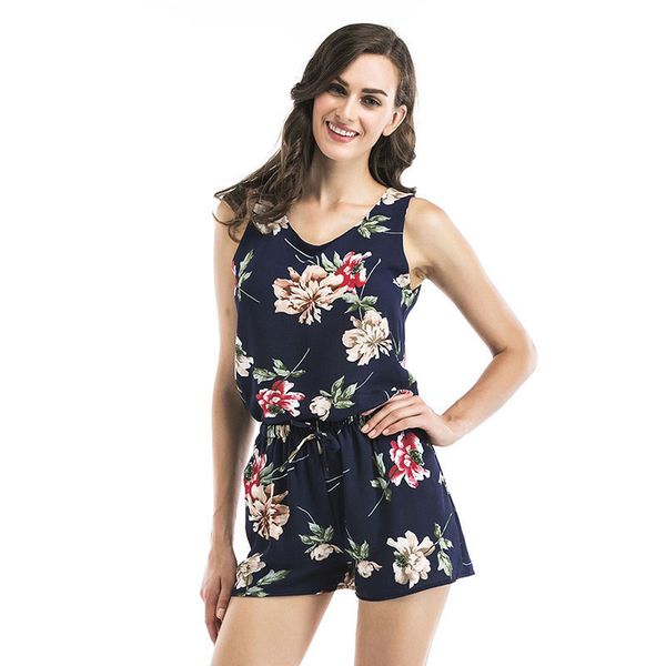 

summer women' suit 2 piece set chiffon tank elastic waist shorts chiffon outfit 2020 floral print sleeveless woman suits, White