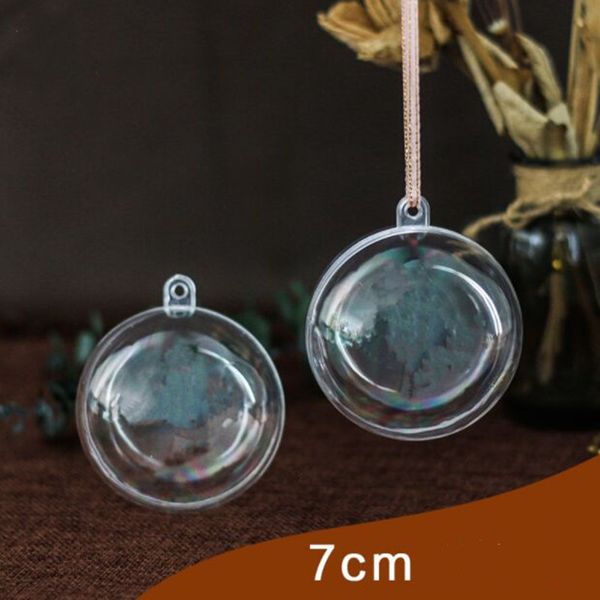 

10pcs diy 7cm round shape transparent ball hollow christmas ball shop eve activity mall store decorations hanging gifts