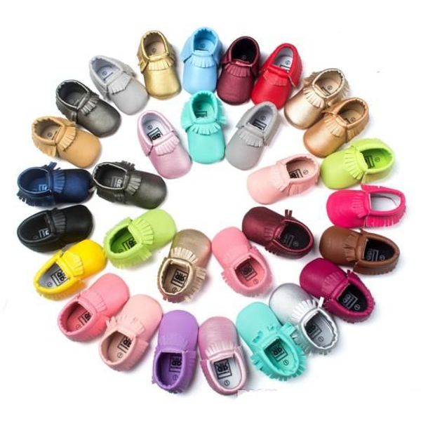 51 cor bebê mocassins macio sola pu pU primeiros caminhantes sapatos bebê recém-nascido sapatos borlas maccasions toddler sapatos