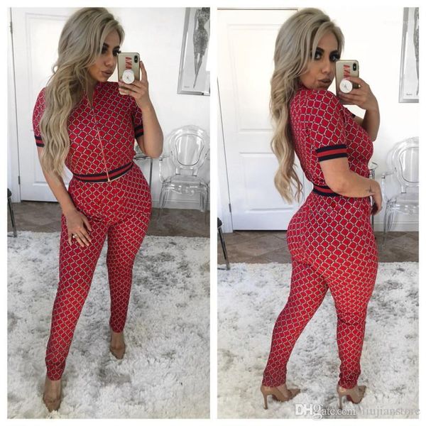 

pants plaid sports set with zipper women jumpsuit casual apparel spring female 2pcs, White