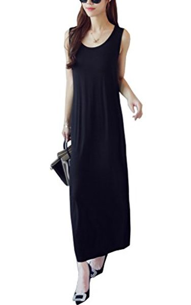 

5dreams women's sleeveless summer maxi dress, Black;gray
