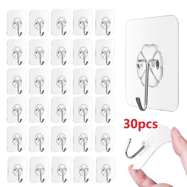 

30pcs wall hooks strong transparent suction cup sucker hanger kitchen bathroom multi use adhesive hook door traceless organizer