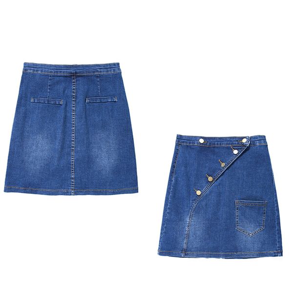 

джинсовая юбка женщина 2019 летом тонкого срез высокой талии упругой пряжки юбка большого размера s-9 пакет хип слова женского w78, Black