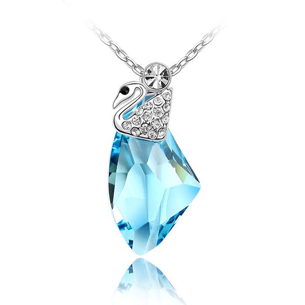 

new swan shaped necklace collar moda mujer austrian crystal for women daily wearing jewelry accessories bijoux gift, Silver